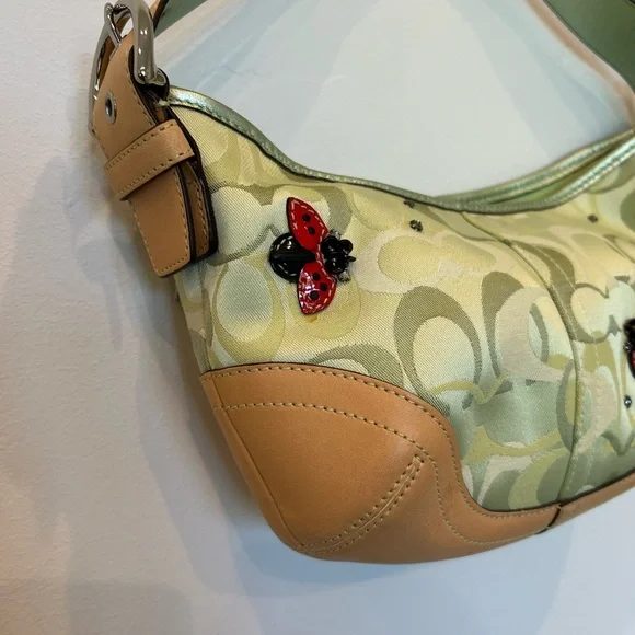 Coach Ladybug Tan and Green Women's Bag - Picture 5 of 10